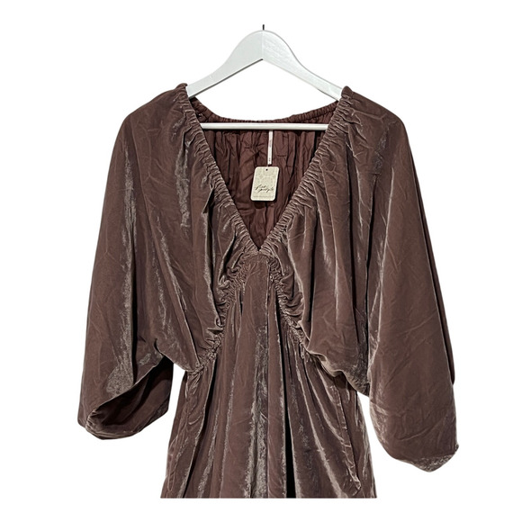 FREE PEOPLE WOMENS SIZE XSMALL PORTIA VELVET MINI DRESS PINK BOHO PRAIRIE - Picture 7 of 12